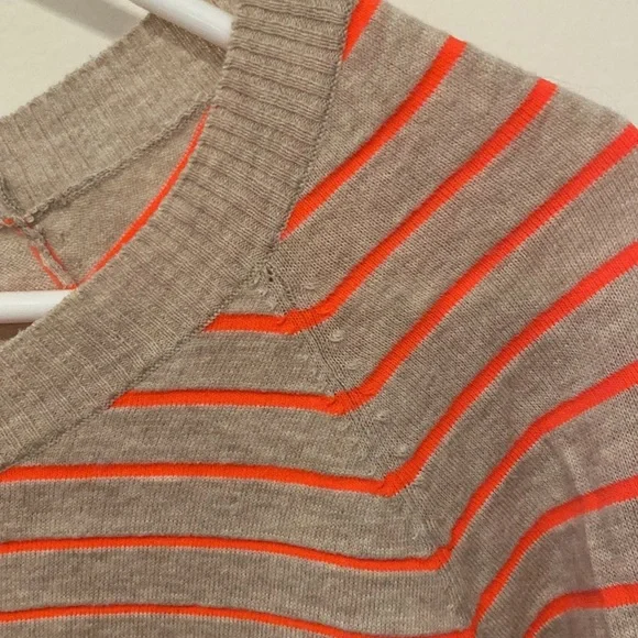 Madewell Striped Beige & Bright Orange Striped light sweatshirt. Very Cute! - Picture 4 of 13